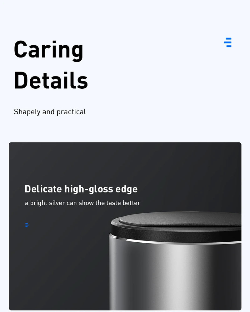 Lixeira de Carro Baseus em Liga de Metal - Organizador de Resíduos e Acessórios Automotivos