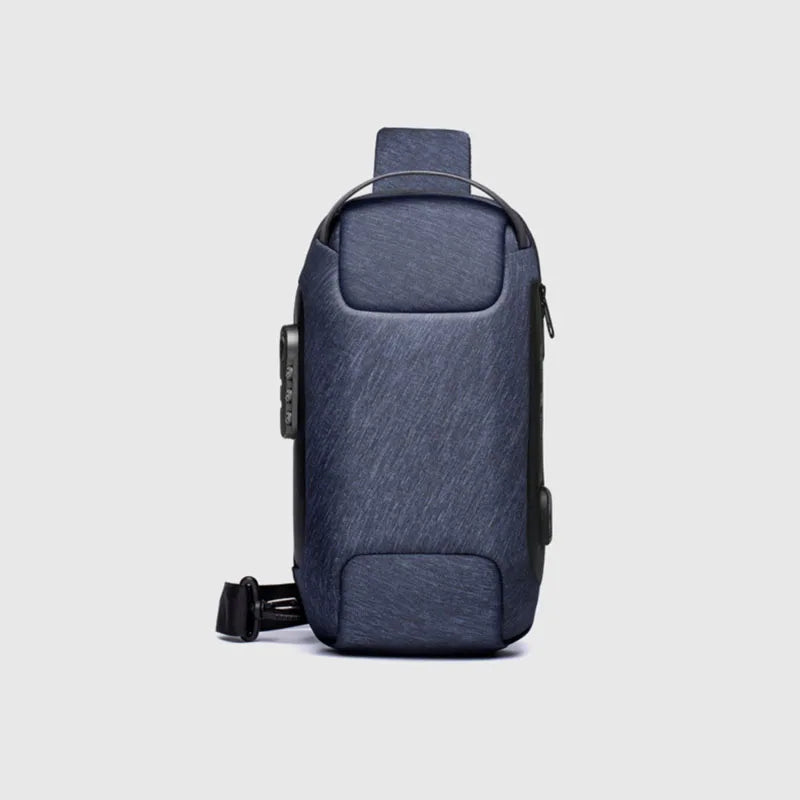 Bolsa Crossbody Masculina Antifurto com USB | Bolsa de Ombro Impermeável em Oxford para Viagens Curtas e Mochila de Peito Multifuncional