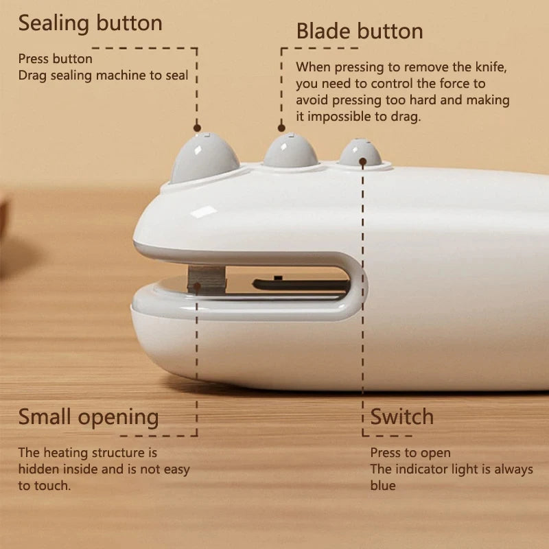 Seladora de Sacos de Alimentos Xiaomi | Máquina de Selagem Portátil para Sacos Plásticos | Selantes Térmicos para Embalagem de Alimentos | Seladora Térmica Portátil para Casa